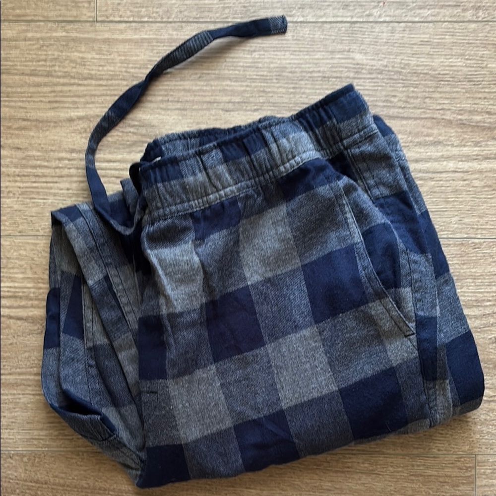J Crew men’s NWT plaid lounge pants blue gray buffalo check Sz L